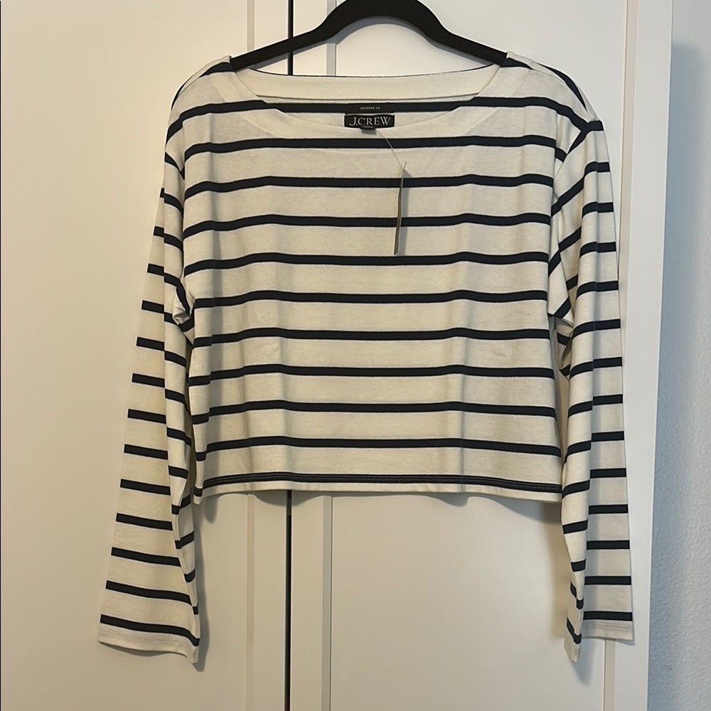 JCREW Cropped boatneck T-shirt in mariner cotton